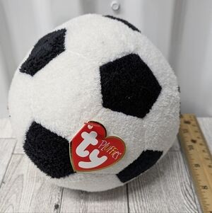 Ty Black and White Soccer Ball Plush